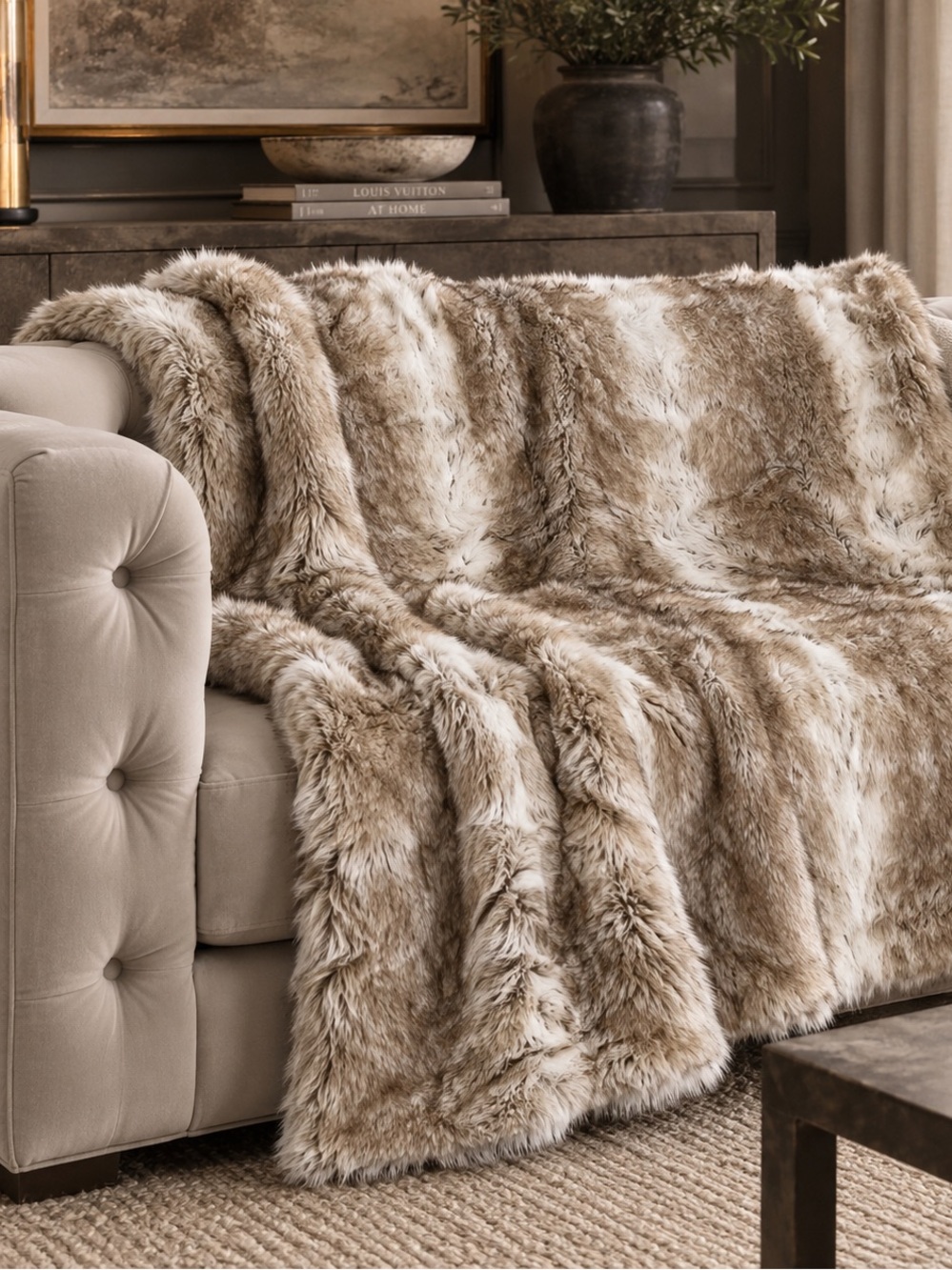 RH Restoration Hardware Luxe Faux Fur Throw Blanket 60x80 Oversized - Picture 3 of 7